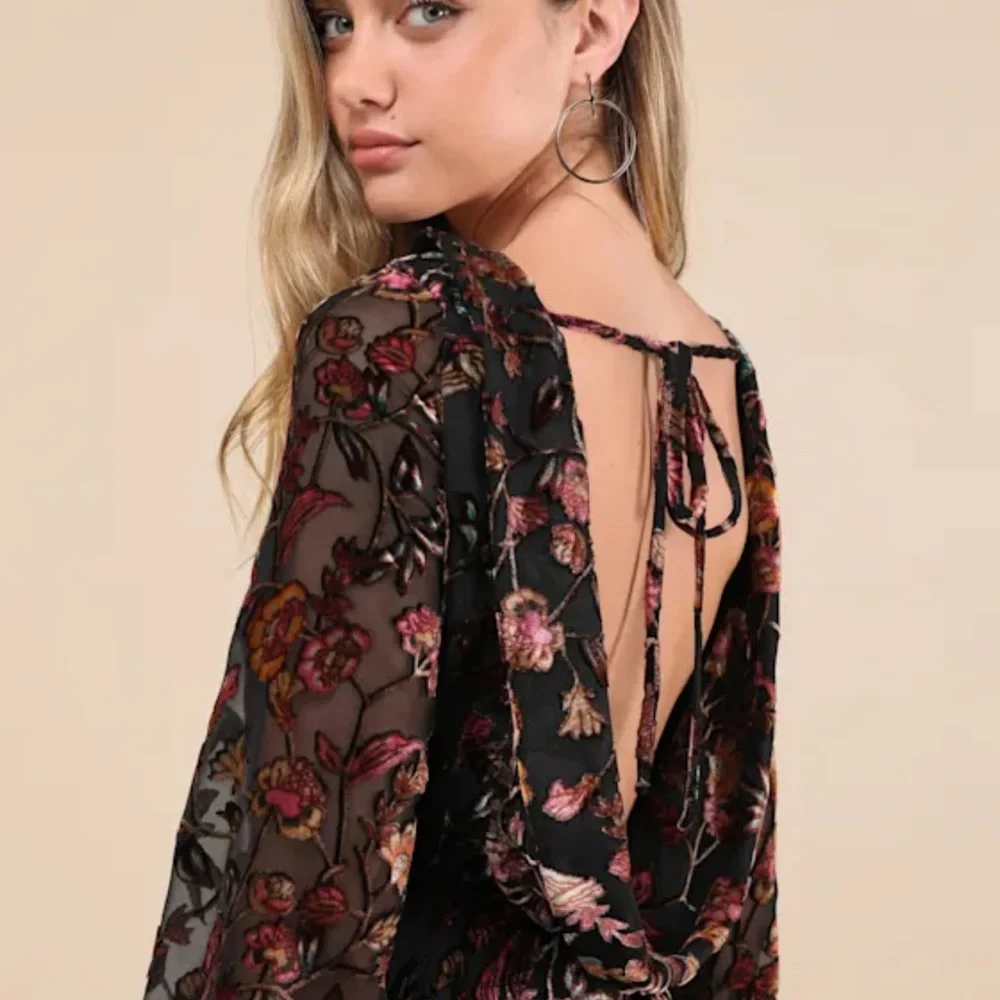 Charismatic Influence Black Burnout Velvet Cowl Back Mini Dress medium